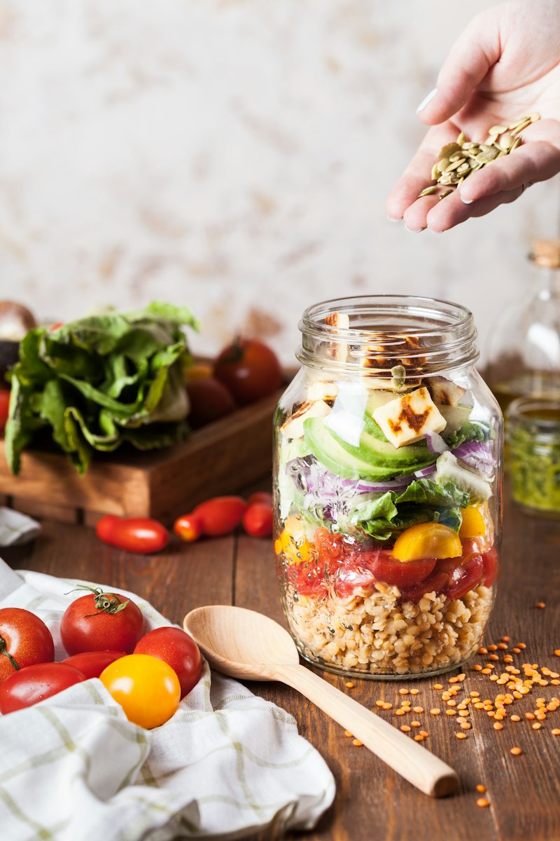 Wellness lifestyle flatlay with healthy habits